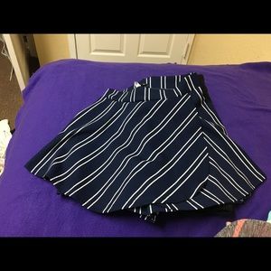 Navy blue with white stripes skirt mix with shorts